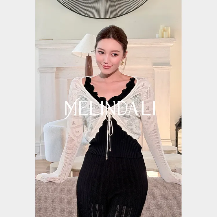 Melinda Li【蝴蝶罩衫】夏季B入轻薄蝴蝶镂空针织开衫长袖防晒罩衫