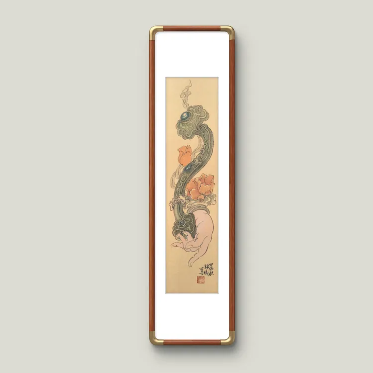 17*68cm水墨禅意画客厅茶室书房办公室边柜挂画摆件