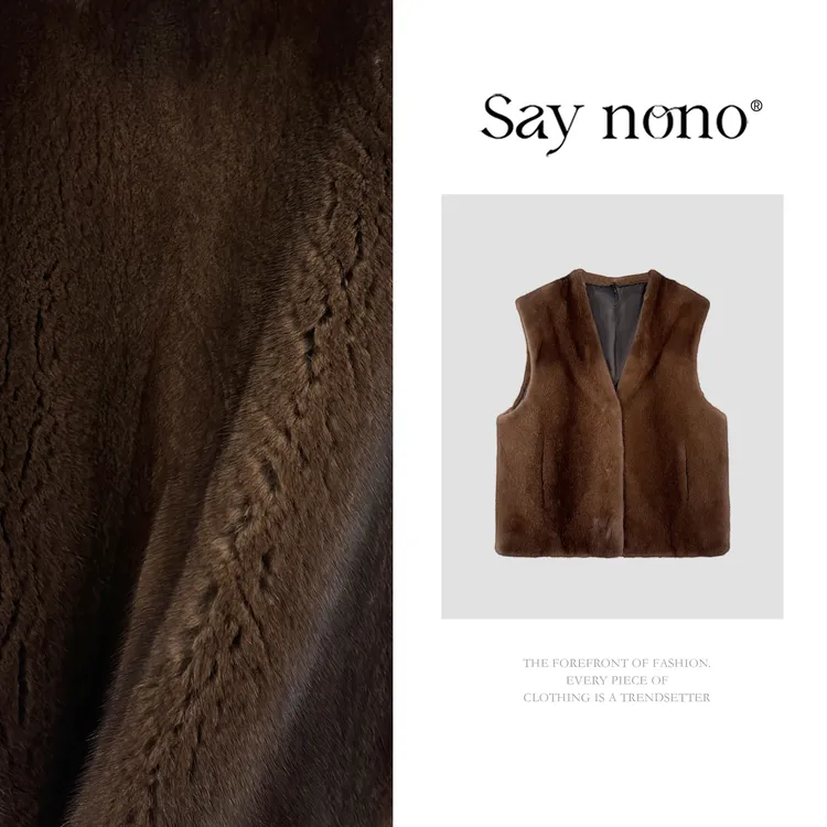懒猫nono│Saynono 时尚进口水貂简约设计皮草马甲上衣 WD9113