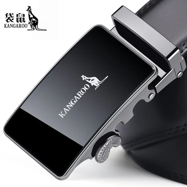 袋鼠皮带男真皮2025新款腰带纯牛皮自动扣青年轻人高档商务裤带潮