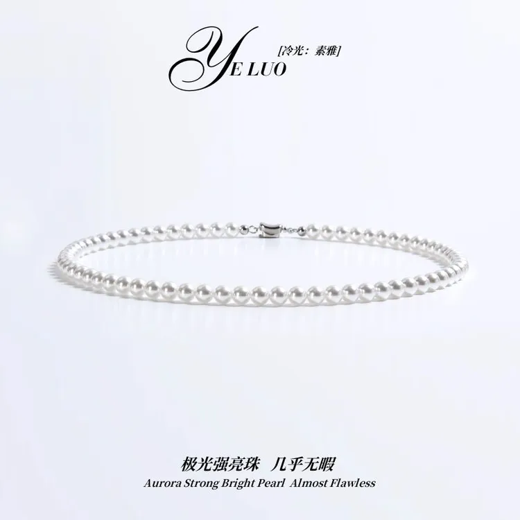 非金属仿珍珠项链 施家正圆珠项链女复古简约气质锁骨链轻奢小众