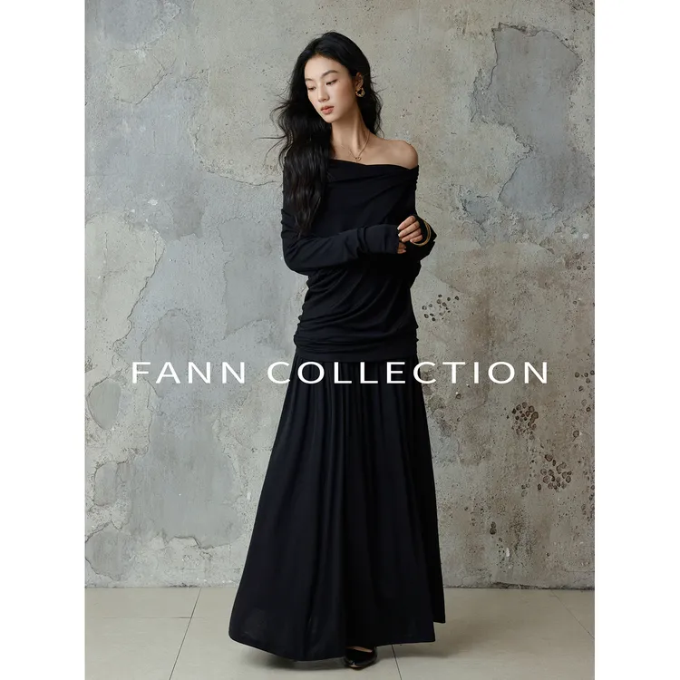 饭饭FANN COLLECTION温柔暮色 天丝羊毛针织衫半身裙套装FANNE047