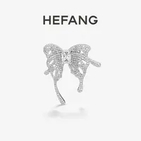 HEFANG 925银合成锆石胸针 蝴蝶方糖胸针轻奢时尚原创设计