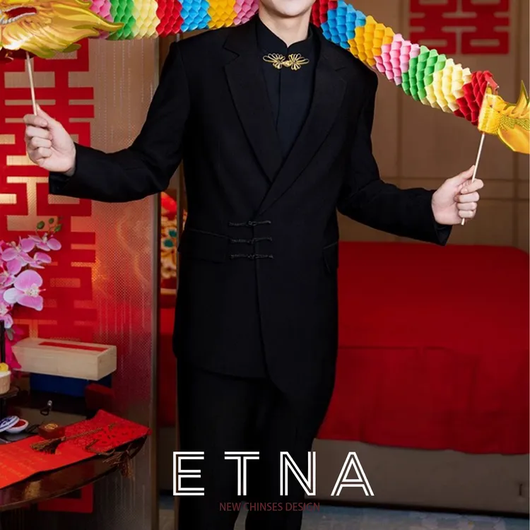 「苏绣金扣3.0」秋冬订婚新中式结婚新郎礼服国风唐装高档西服套装