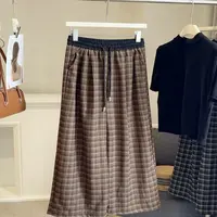 【海岛简爱】高腰宽松显瘦格子阔腿直筒裤休闲慵懒风0257