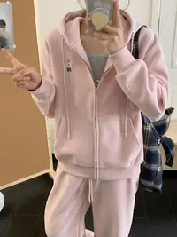 小雅姐姐 外套刺绣小熊连帽拉链休闲KE06