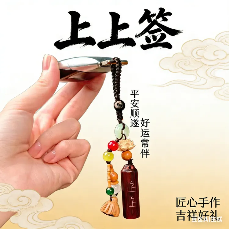 栖木手工|百事从欢,万事上上签百搭钥匙扣
