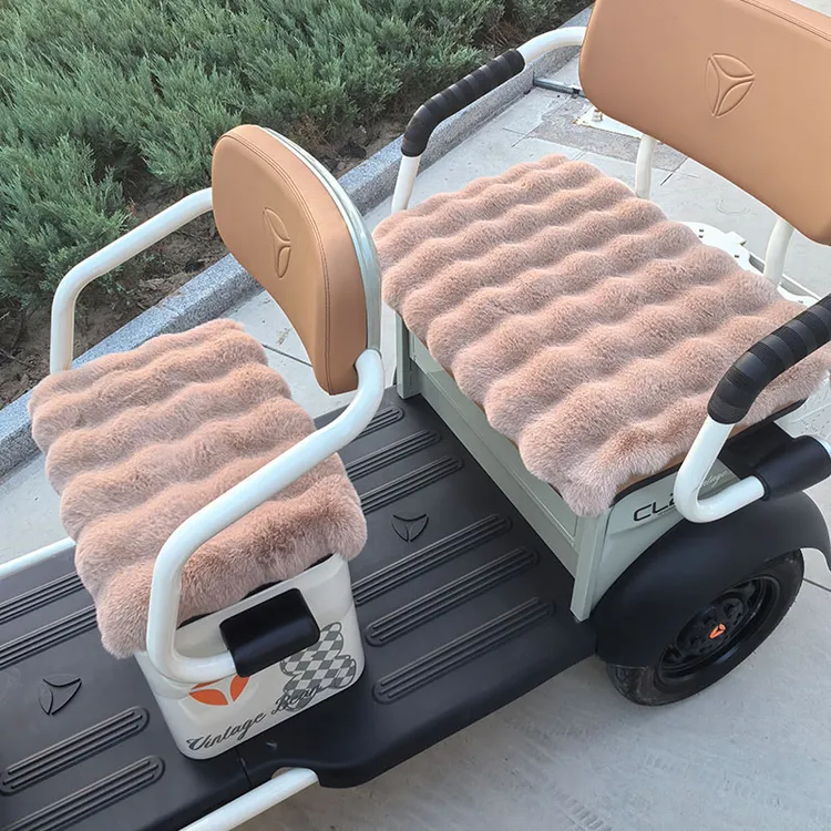 电动三四轮车坐垫冬季加厚兔毛绒座垫套秋冬天保暖海绵加绒车垫子