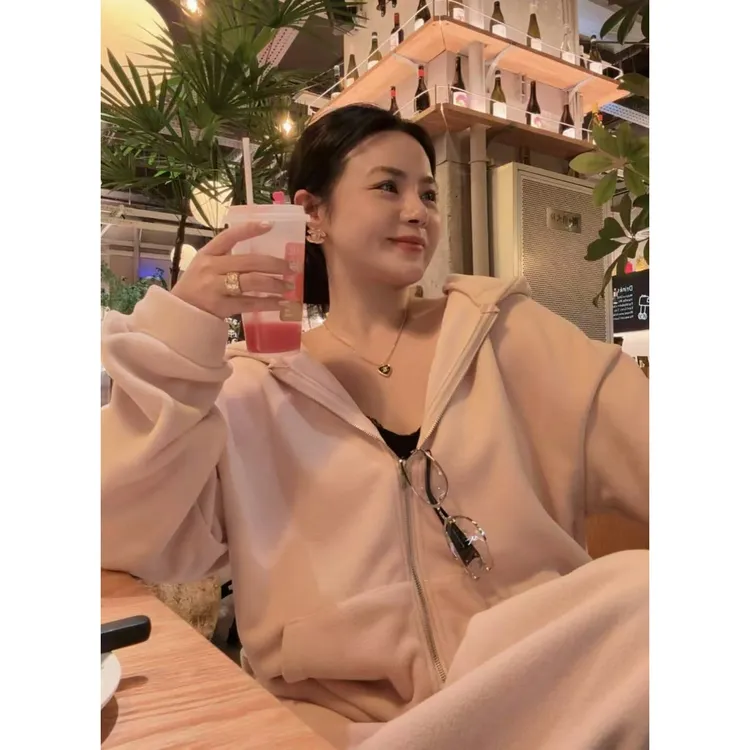 SP 奶芙芙双面奥粒绒秋冬连帽厚外套女+休闲裤厚套装