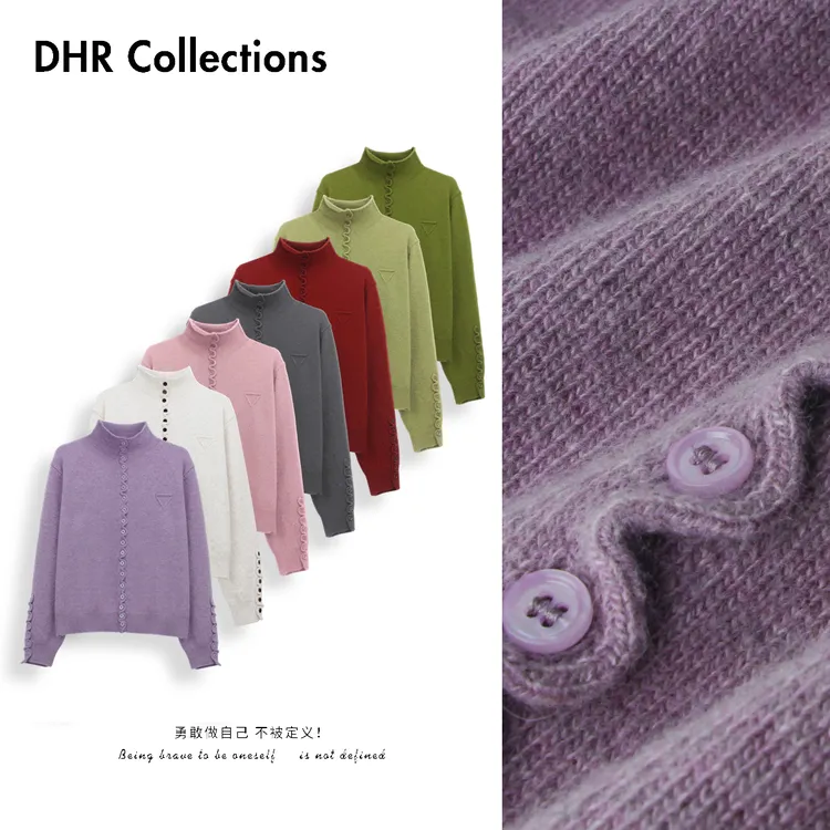 豆豆11【曼城往事】绵羊毛+兔毛单排多扣复古毛衣-25725DM