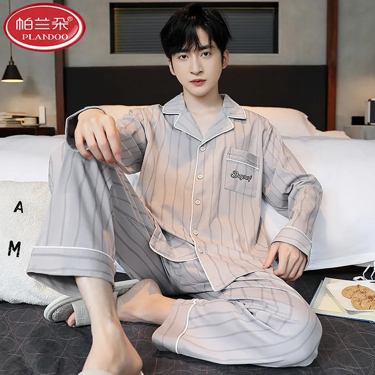 帕兰朵纯棉睡衣男士2025年新款春秋季薄款长袖秋冬青年家居服套装
