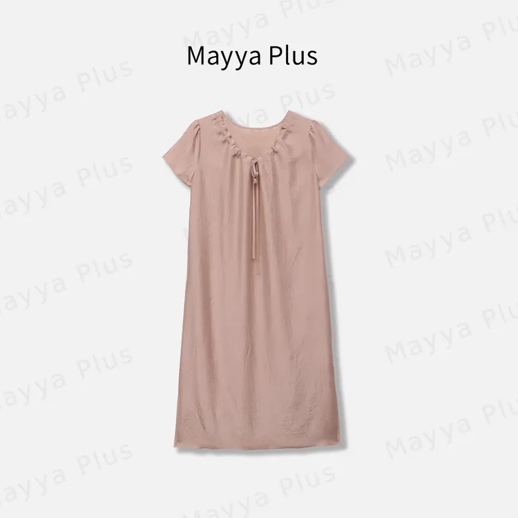 【醋酸和风】Mayya Plus麦芽定制慵懒风肌理感减龄连衣裙子32528902
