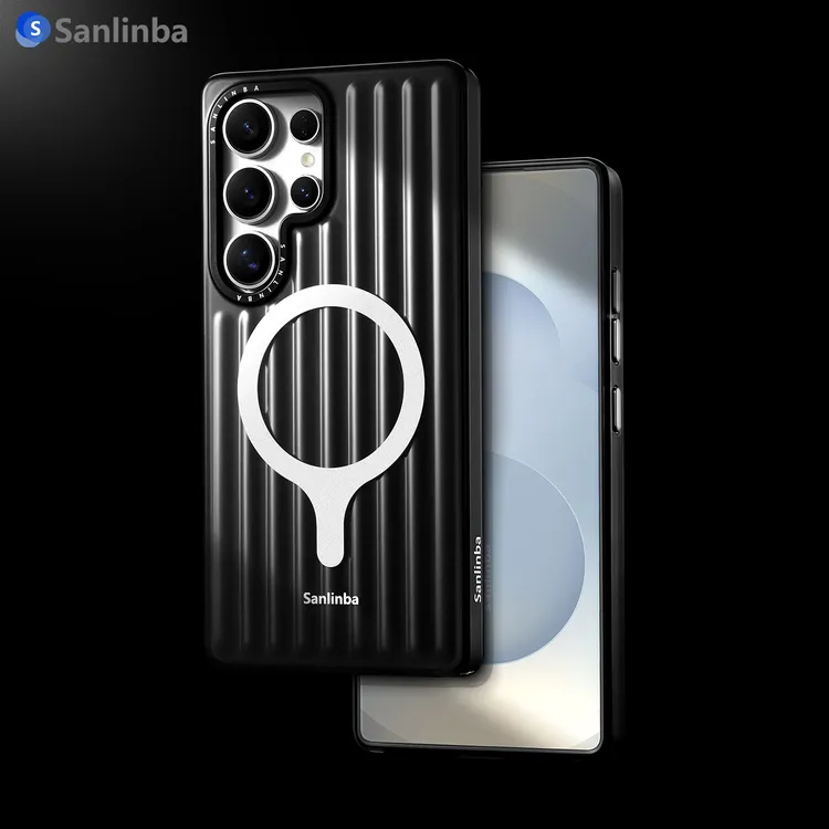 Sanlinba流光银行李箱磁吸手机壳适用三星S25Ultra防摔磨砂瓦楞套