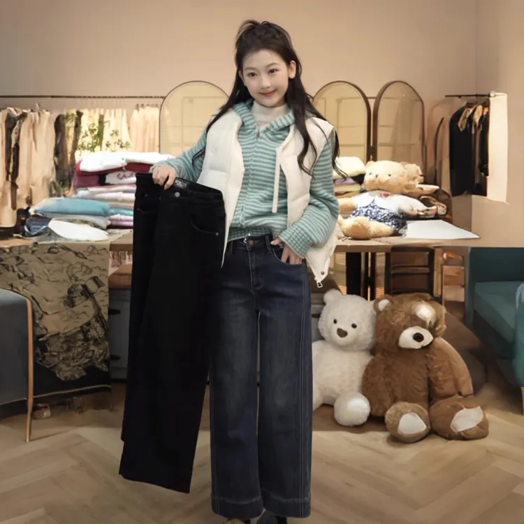 【闵笑一】秘境裤 早秋新款百搭显瘦铅笔裤潮牌女装加绒牛仔裤女