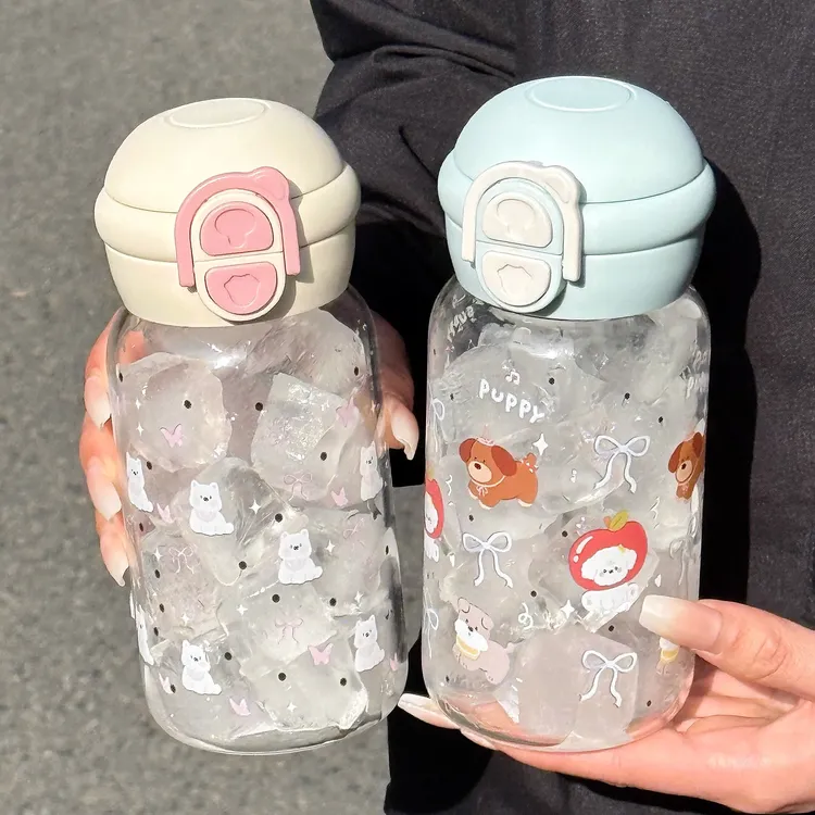 吸管杯女生高颜值2025新款学生高硼硅玻璃杯简约网红大容量喝水杯