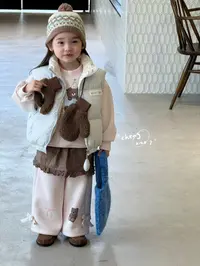 橙小七·25深秋~布朗熊粉色加厚卫衣双面穿套装55219 55227（汉服）