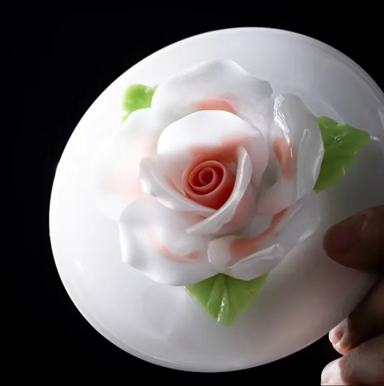 月白窑冰种玉瓷纯手工陶瓷牡丹花非遗无火香薰扩香器简约创意摆件