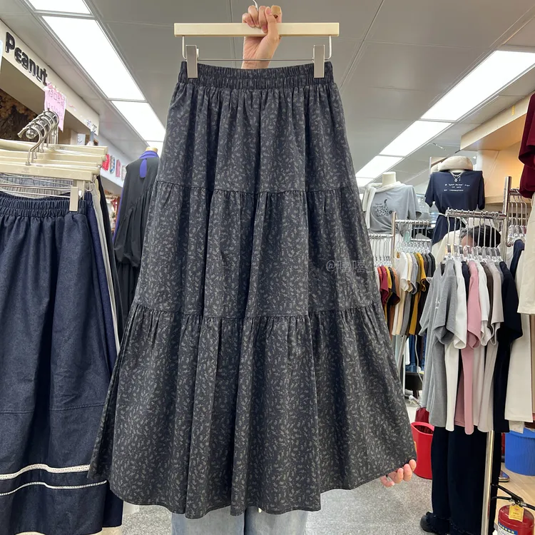 韩系复古碎花半身裙女秋季高腰显瘦中长款气质百搭休闲a字裙伞裙