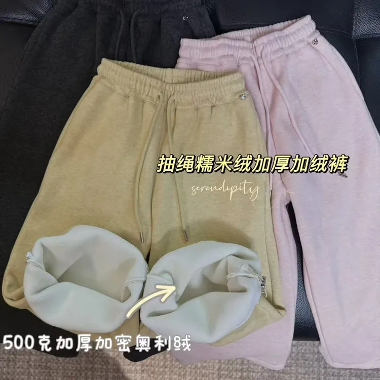 儿童冬季加绒休闲裤百搭女宝宝一体绒保暖加厚奥利绒裤子