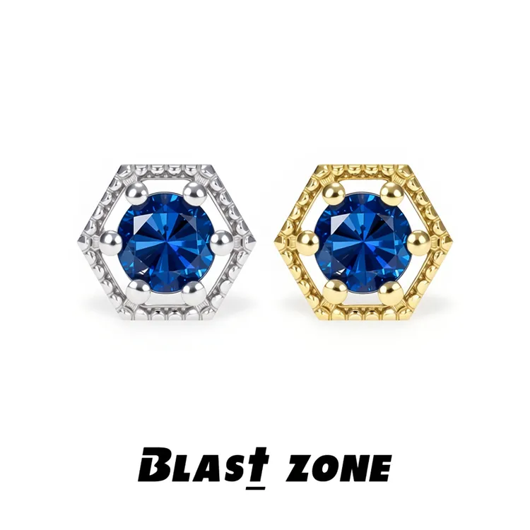 925银合成锆石耳饰 蓝宝单钻耳钉男女美式简约基础款耳环配饰品