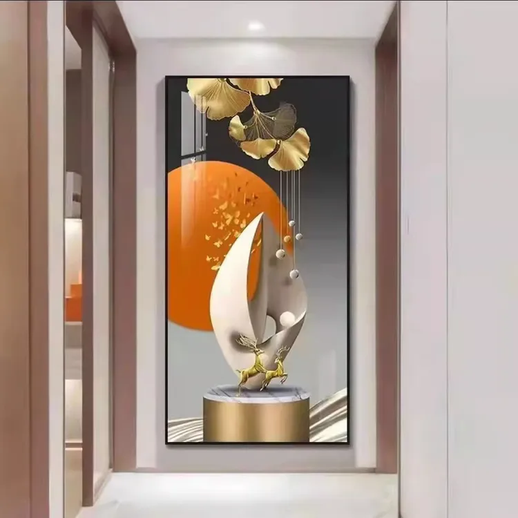 高端轻奢入户玄关装饰画客厅走廊过道挂画高级感新中式艺术挂画