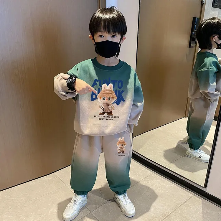 男童套装男孩卫衣春秋款儿童童装新款休闲帅气可爱拉布布时髦衣服
