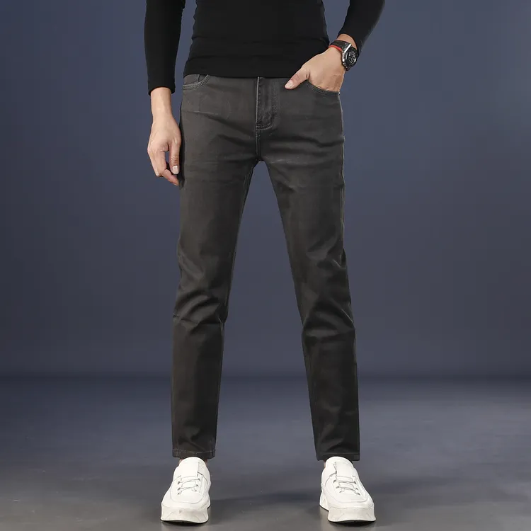 男士牛仔裤爆款2025新修身小脚裤秋冬款深色百搭神裤显年轻裤子男