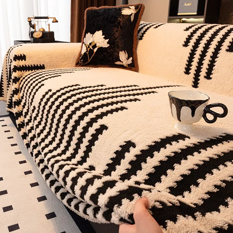 轻奢高级感沙发盖布冬季毛绒沙发毯子防滑沙发巾一整张全盖防猫抓