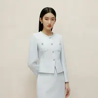 LIME/莱茵【可可专属】商场同款气质梭织短截上衣浅LDGB4AWCJ310