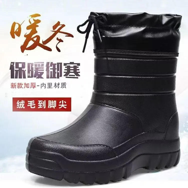 爆款保暖时尚雪地靴高筒防滑户外中筒男士加绒抗寒防水加绒雪地靴商品图