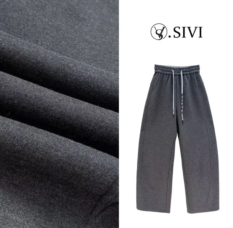 熙薇【漫步云端】2025秋季新款桑-蚕-丝羊毛保暖休闲弯刀裤H5708