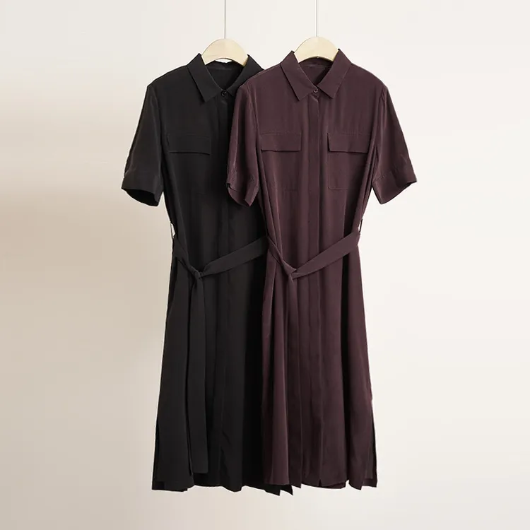 四十岁桑蚕丝双绉加厚加密砂洗挂霜带领老钱风松弛感宽松连衣裙