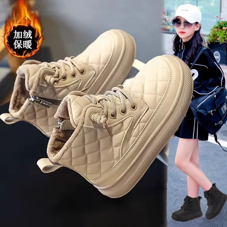 36l°C断码女童面包棉鞋2025冬季新款儿童加绒二棉中大童时尚皮靴