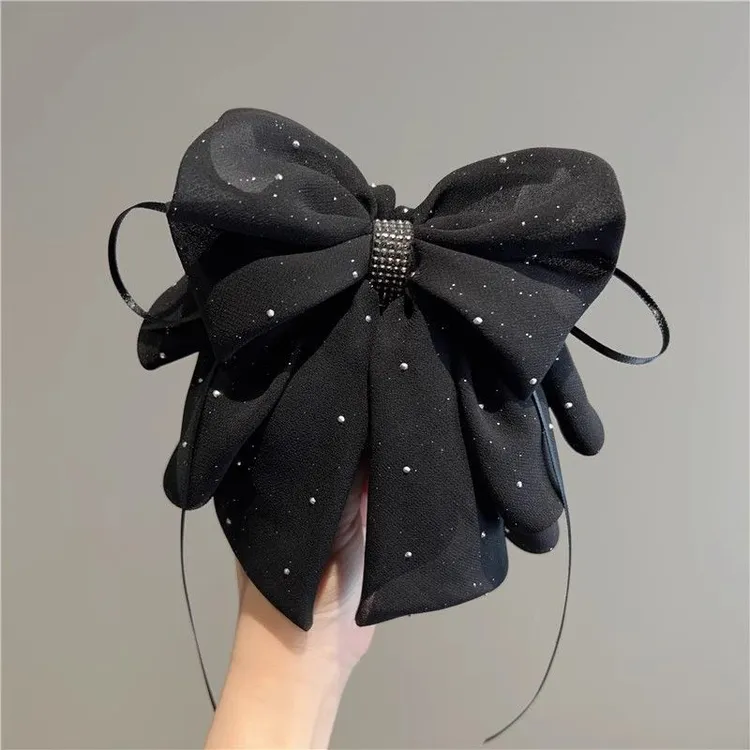 2025新款网纱星空碎钻蝴蝶结马尾抓夹后脑勺盘发半扎蝴蝶结大抓夹