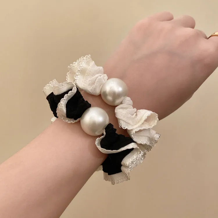 2025新款扎头发绳珍珠头绳女头饰高级感韩系花边小肠发圈百搭皮筋