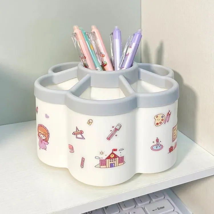 学生笔筒桌面收纳盒旋转笔筒360度阶梯笔筒大容量多功能高颜值