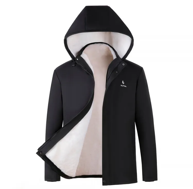 真羊皮毛一体加厚外套羊毛内胆皮袄中老年连帽棉衣抗寒宽松男皮衣