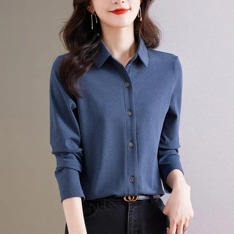 杜拉妮双面德绒衬衫女士春秋新款磨毛叠穿长袖打底衬衣气质妈妈外