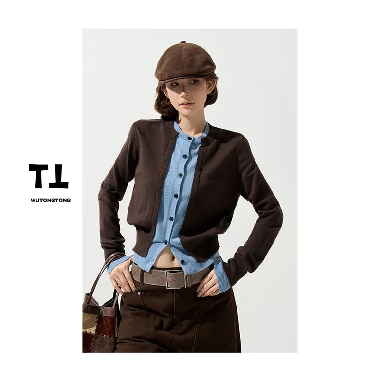 现货【雪酪绵冰】冬季假两件长袖毛衣女韩版纯色休闲针织衫62926