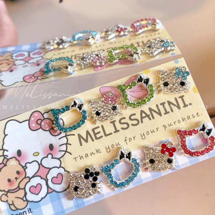 MELISSANINI米粒【满钻Kitty】彩色镂空kitty猫猫美甲饰品