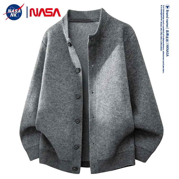 NASA联名慵懒风开衫毛衣男款针织衫秋冬季百搭宽松保暖休闲外套潮