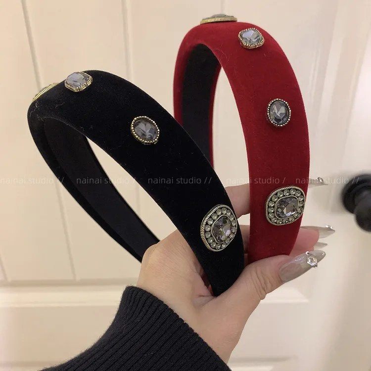 宫廷风丝绒发箍~复古法式重磅vintage中古头箍发卡发饰秋冬头饰女