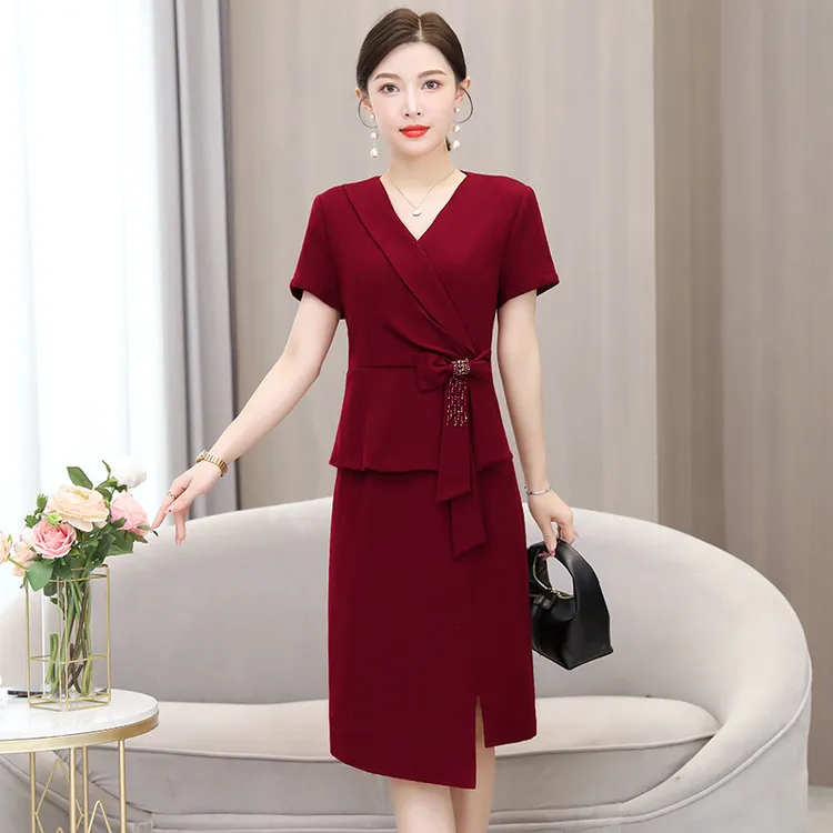 妈妈连衣裙高端女款旗袍婚礼婚宴上档次礼服喜婆婆装敬酒气质洋气