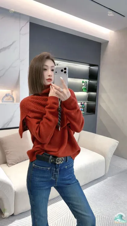 熙薇【流苏叙暖】2025冬季新款围巾两件套设计师款羊毛衫H6735