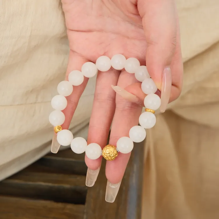 【白玉象神】和田玉白玉10MM手串-LS005