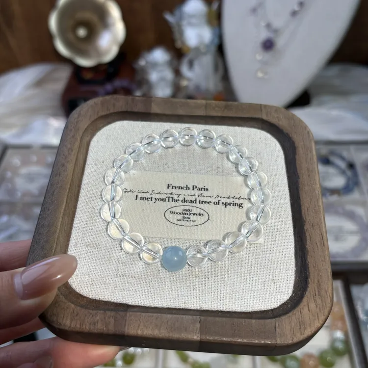 Y01【露思同款】天然双A白水晶手串配海蓝宝天然水晶多样性发其一