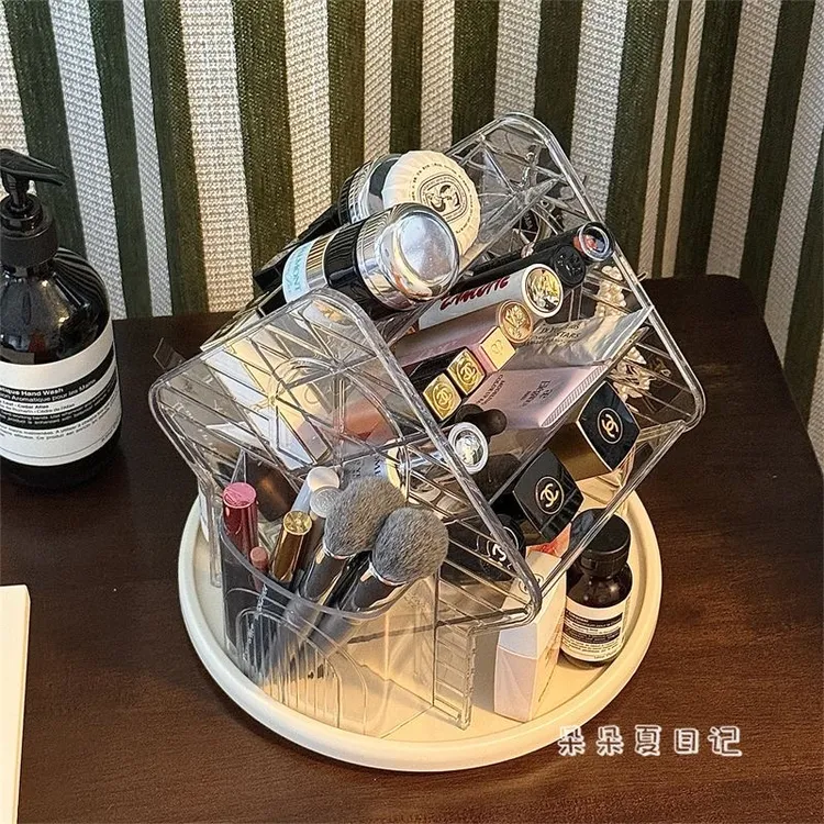 桌面高级感化妆品置物架ins风旋转首饰大容量高颜值多功能整理盒