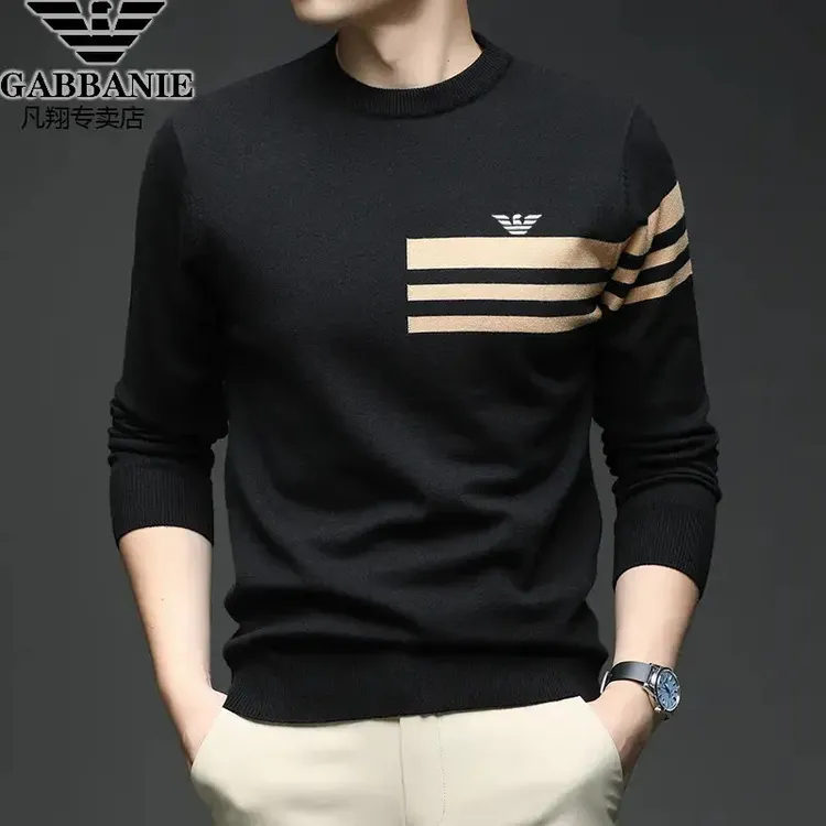 专柜男士轻奢正品毛衫高档圆领半高领冬季保暖时尚潮流亲肤毛衣男