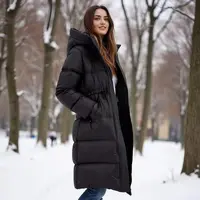 新款白鸭绒修身收腰时尚连帽羽绒服HL5893