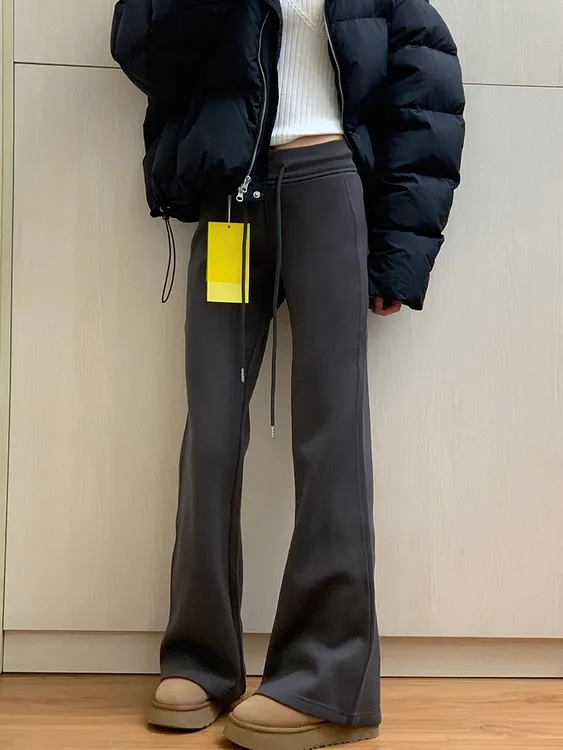【现货+运费险】微喇休闲喇叭裤女大码胖mm高腰弹力显瘦运动卫裤